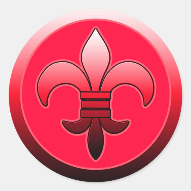 Adesivo Round Fleur de Lis Stickers RED (Frente)