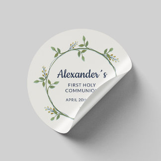 Adesivo Round Floral Wreath Sticker - Comunhão Personaliza
