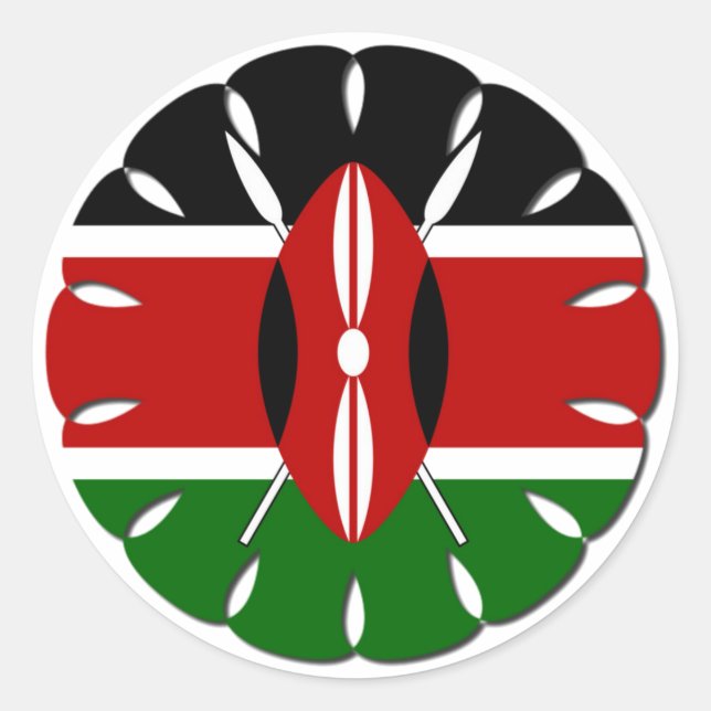 Adesivo Round Kenyan Motif: Um Símbolo Nacional (Frente)