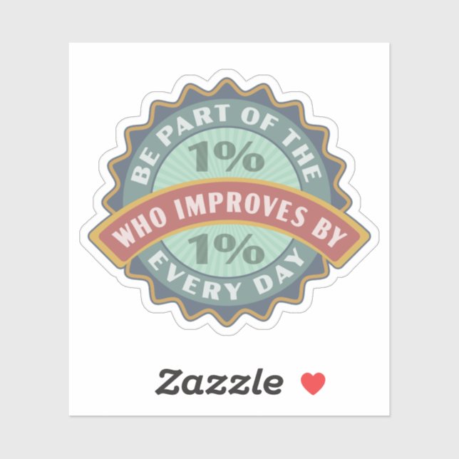 Adesivo Round Motivational One Percent Inspirational Badge (Folha)