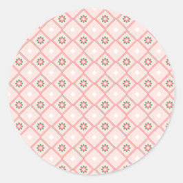 Adesivo Round sticker design featuring pink and white 