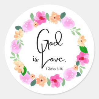 Adesivo Round Sticker God is Love Bible Verse