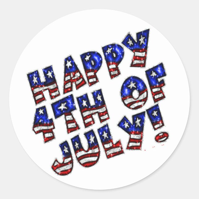 Adesivo Round Sticker/Happy 4 de julho (Frente)