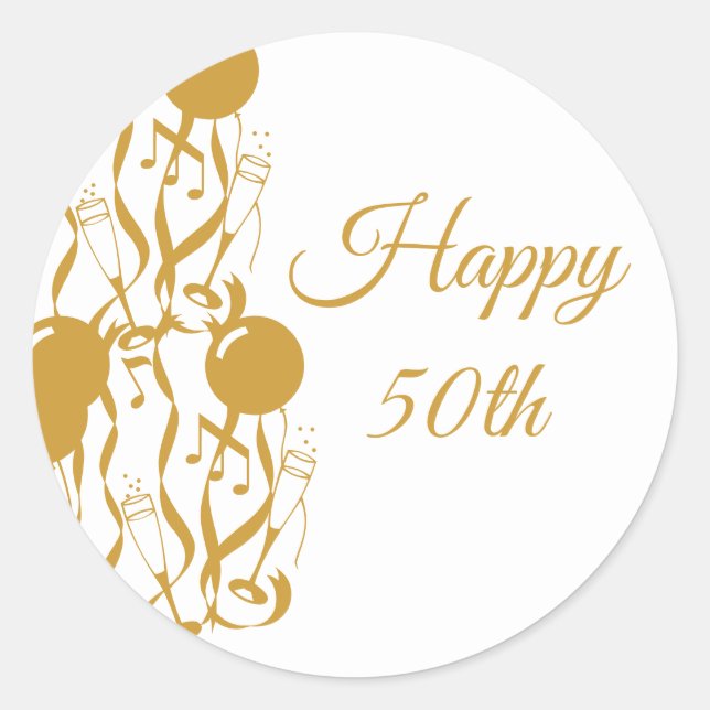 Adesivo Round Sticker Happy 50º Aniversário (Frente)