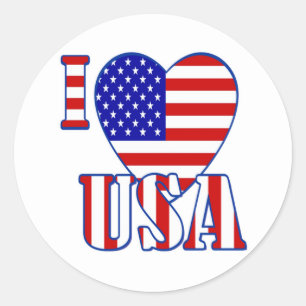 Adesivo Round Sticker/I Heart EUA