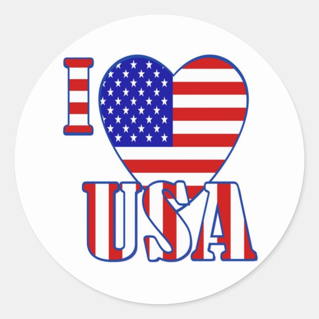 Adesivo Round Sticker/I Heart USA (Frente)