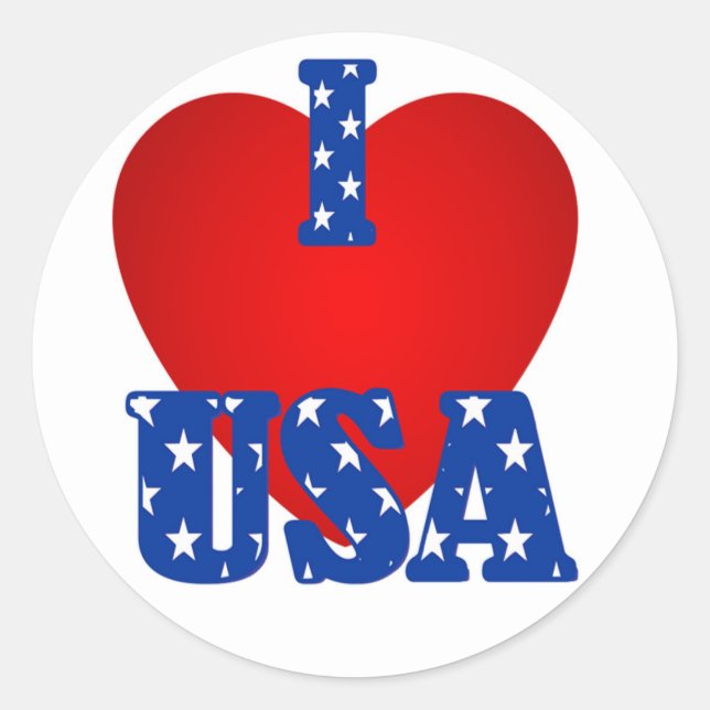 Adesivo Round Sticker/I Heart USA (Frente)