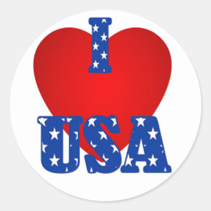 Adesivo Round Sticker/I Heart USA