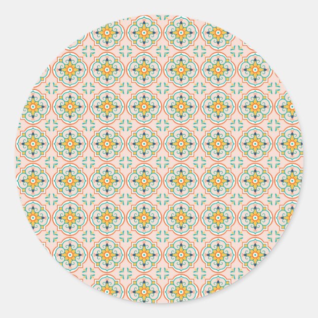 Adesivo Round sticker with a floral geometric pattern (Frente)
