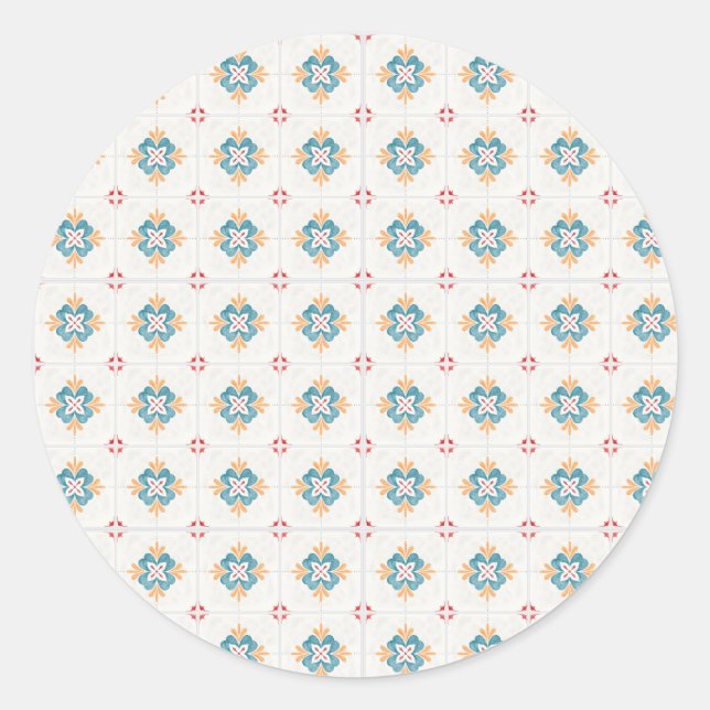 Adesivo Round sticker with intricate blue and yellow  (Frente)
