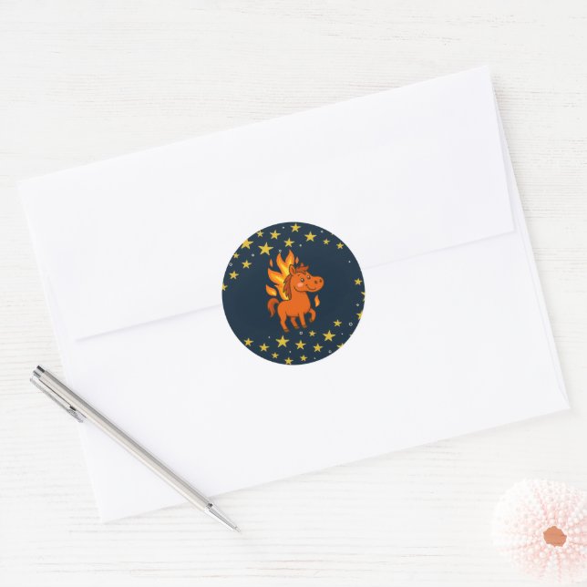 Adesivo Round Stickers with a red horses (Envelope)