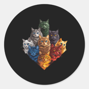 Adesivo Roupa De Arte De Gatos De Cor Divertida Para Gatos