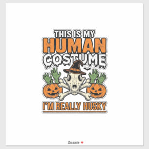 Adesivo Roupa de Halloween de Custo Humano Husky Engraçado