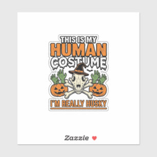 Adesivo Roupa de Halloween engraçada de humano Husky Desi