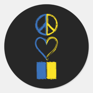Adesivo Roupas com Bandeira Ucraniana Paz Amor Ucrânia