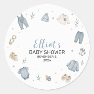 Adesivo Roupas de Bebê Blue Boho Baby Shower