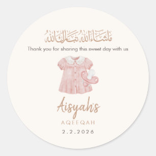 Adesivo Roupas de Bebê Rosa Fofa Menina Aqeeqah Favor Stic