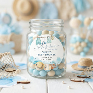 Adesivo Roupas de Pequeno Pescador Baby Shower Obrigado