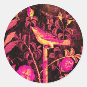 Adesivo ROUXINOL COM preto amarelo fúcsia do rosa de ROSA