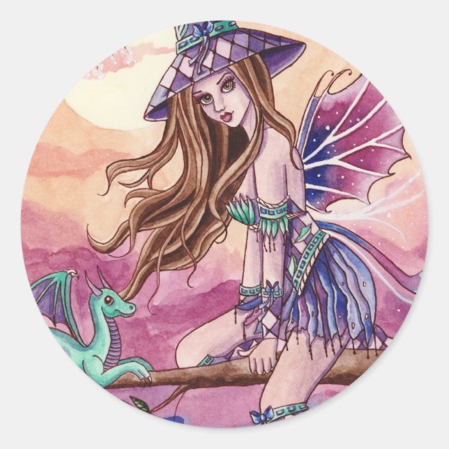 Adesivo Rowenia - Vinheta de bruxas e dragões (Frente)