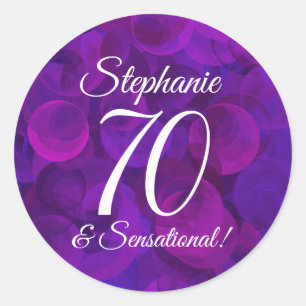 Adesivo Roxo 70 Elegante e Favor Sensacional de Aniversár