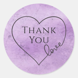 Adesivo Roxo Agradecimento Coração Aquarela Casamento Vint