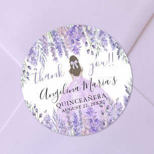 Adesivo Roxo Agradecimento Floral Quinceanera