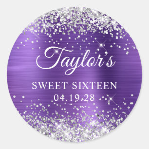 Adesivo Roxo ametista brilho prateado Sweet Sixteen