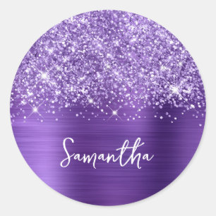 Adesivo Roxo ametista cintilante glam nome