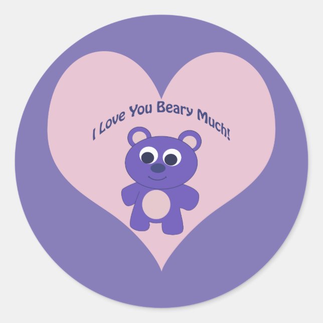 Adesivo Roxo, amo-te Beary Much! (Frente)