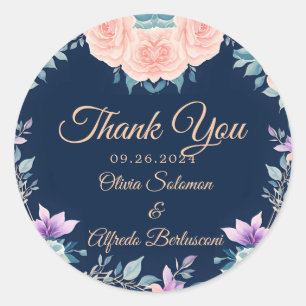 Adesivo Roxo Bege e Azul Marinho Floral Elegante Moderno