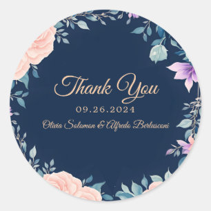 Adesivo Roxo Bege e Azul Marinho Floral Elegante Moderno
