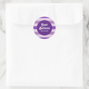 Adesivo Roxo Bonito Acredita Bíblia Versa Esperança e Fé