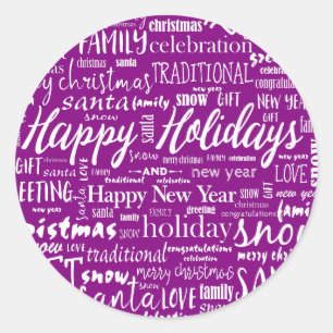 Adesivo Roxo Caprichoso Feliz Natal Alegria Script