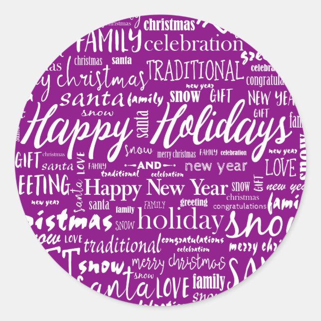 Adesivo Roxo Caprichoso Feliz Natal Alegria Script (Frente)