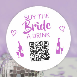 Adesivo Roxo Comprar um Drink para a Noiva Código QR Despe