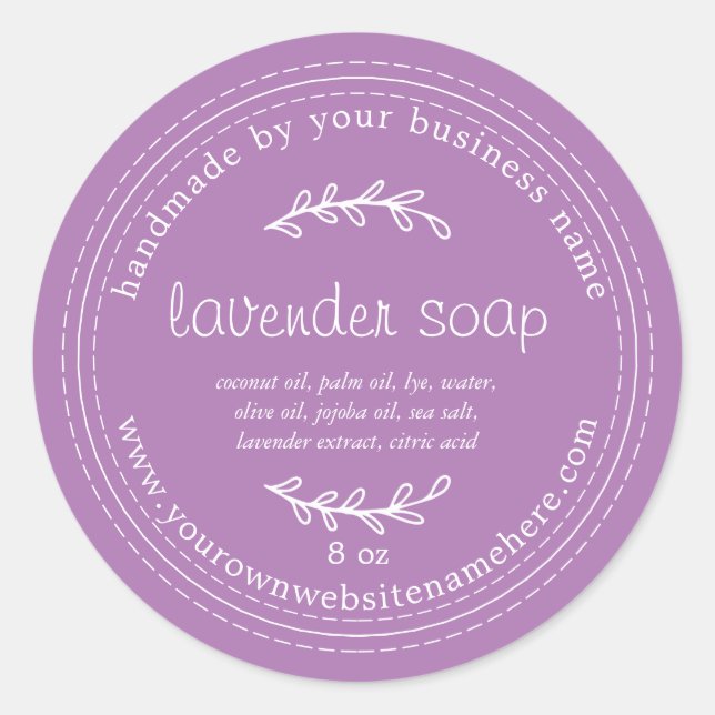 Adesivo Roxo de sabão de Lavanda artesanal (Frente)