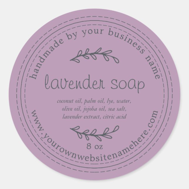Adesivo Roxo de sabão de Lavanda artesanal (Frente)