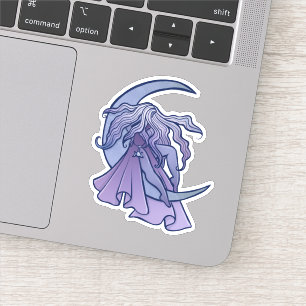 Adesivo Roxo Deusa da Lua Wiccan Triple Moon - Símbolo de 