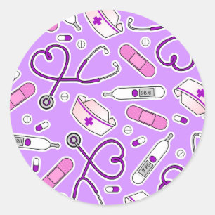 Adesivo Roxo do teste padrão do amor da enfermeira