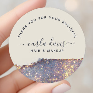 Adesivo Roxo Dourado Iridescente Glam Glitter Obrigado