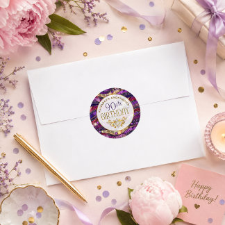 Adesivo Roxo e Dourado Estratos com Joias para 90º Anivers