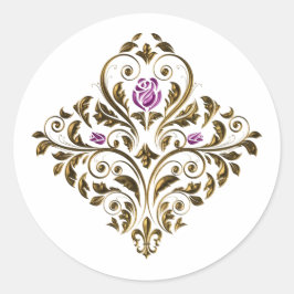 Adesivo Roxo e Dourado Floral Ornamentado Vintage
