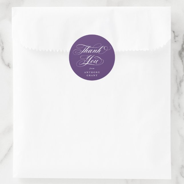 Adesivo Roxo Elegante Agradecimento de Formatura Script (Bolsa)