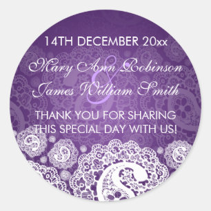 Adesivo Roxo elegante do laço de Paisley do Tag do favor