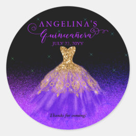 Adesivo Roxo Elegante | Dourado palhaço espanhol Quinceañe