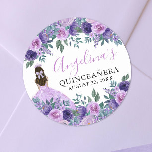 Adesivo Roxo Elegante Floral Quinceanera