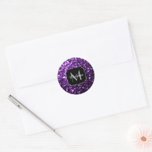 Adesivo Roxo escuro falso brilho glitter faíscas Monograma