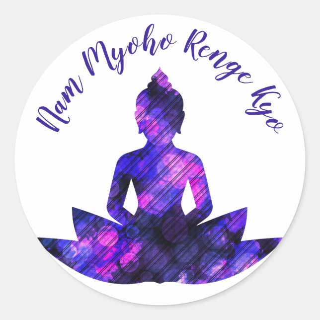 Adesivo Roxo Espiritual Lotus Yoga Nam Myoho Renge Kyo (Frente)