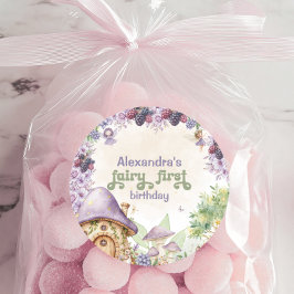 Adesivo Roxo Fada Primeiro Morango Primeiro Aniversário